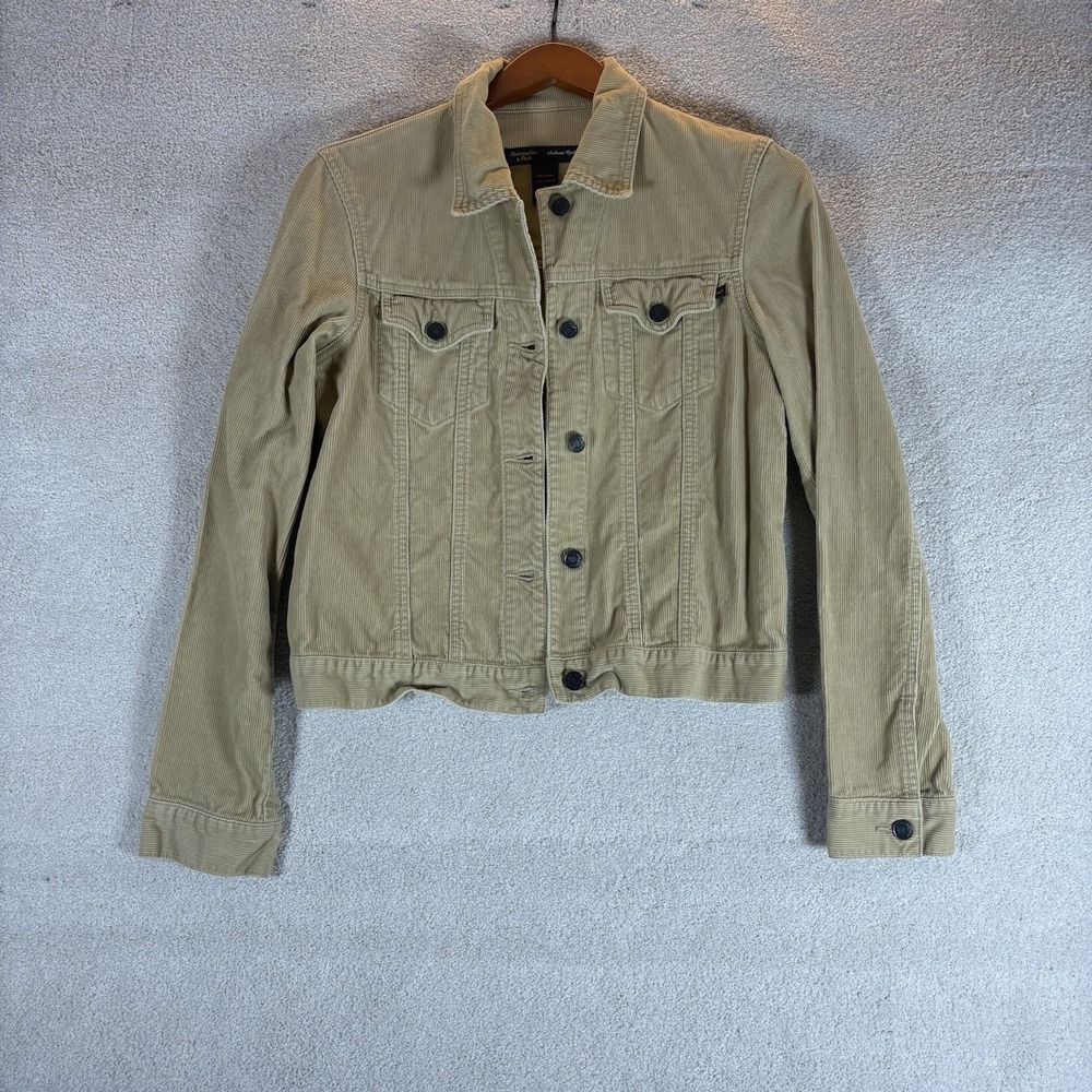 Abercrombie‎ & Fitch Tan Corduroy Unlined Button Up Jacket 90's Western Womens M